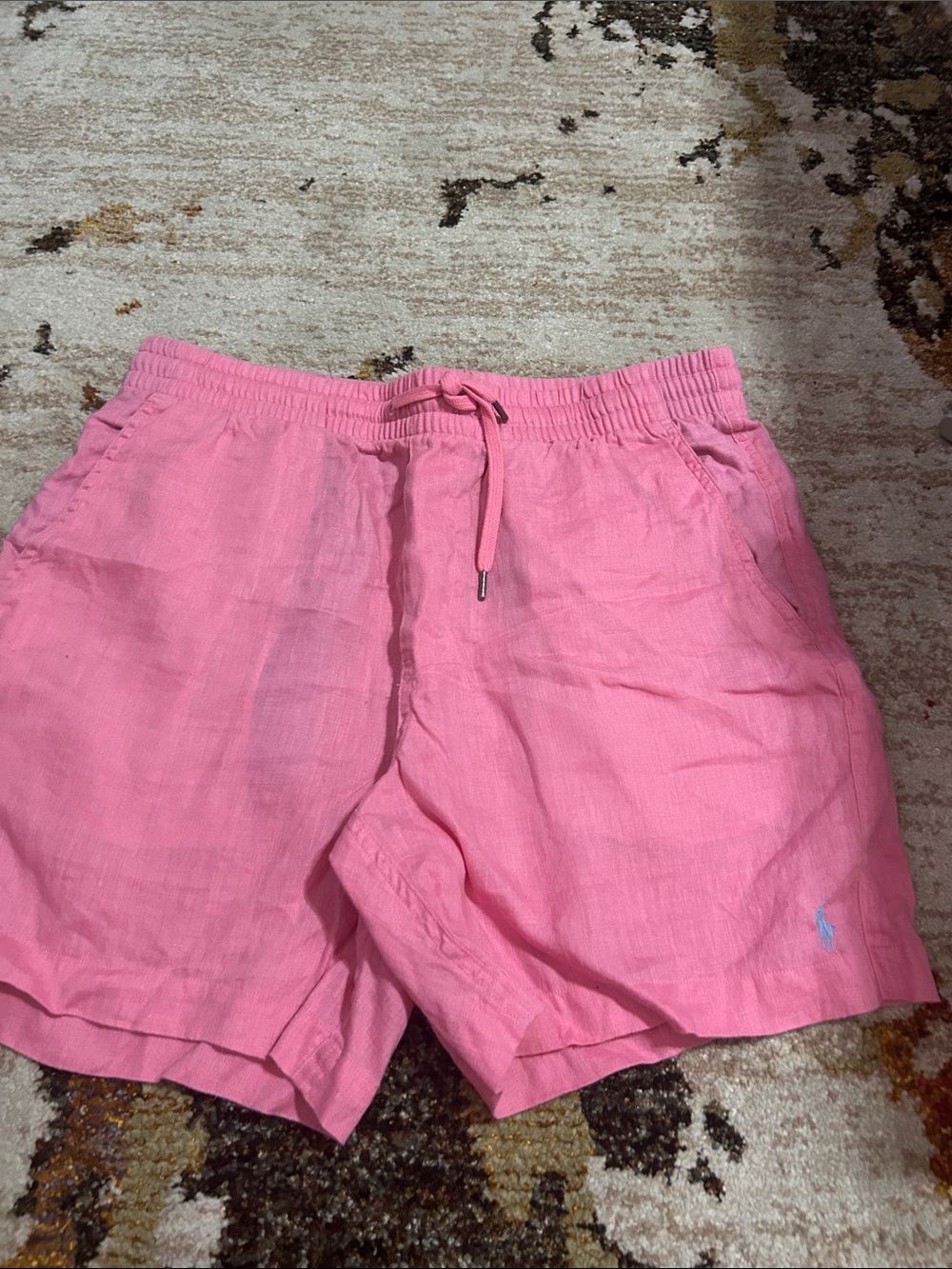 Ralph Lauren Pink Linen-Blend Drawstring Men’s Shorts